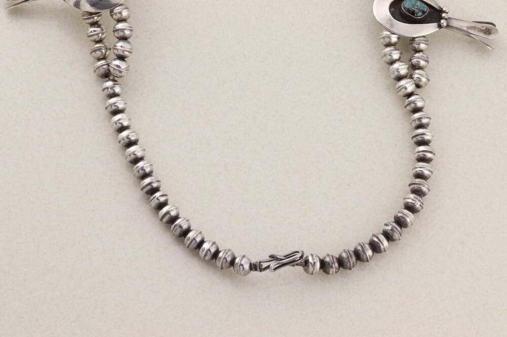 Sterling Silver Natural Turquoise Squash Blossom Necklace 23" inch - Picture 9 of 10